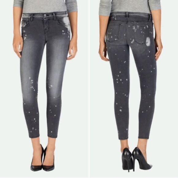 J Brand Gray Splatter Skinny Crop Outsider Jeans Sz 26 - Picture 9 of 10